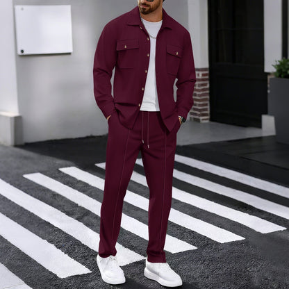 Waffle Long-sleeved Trousers Casual Men's Suit