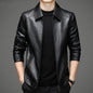 Thin Fleece-lined Soft Leather Jacket For Dad