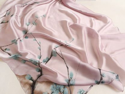 Scarf Ladies Versatile Ginkgo Leaf Long Sunscreen Silk Scarf Dual-Use Warm Shawl