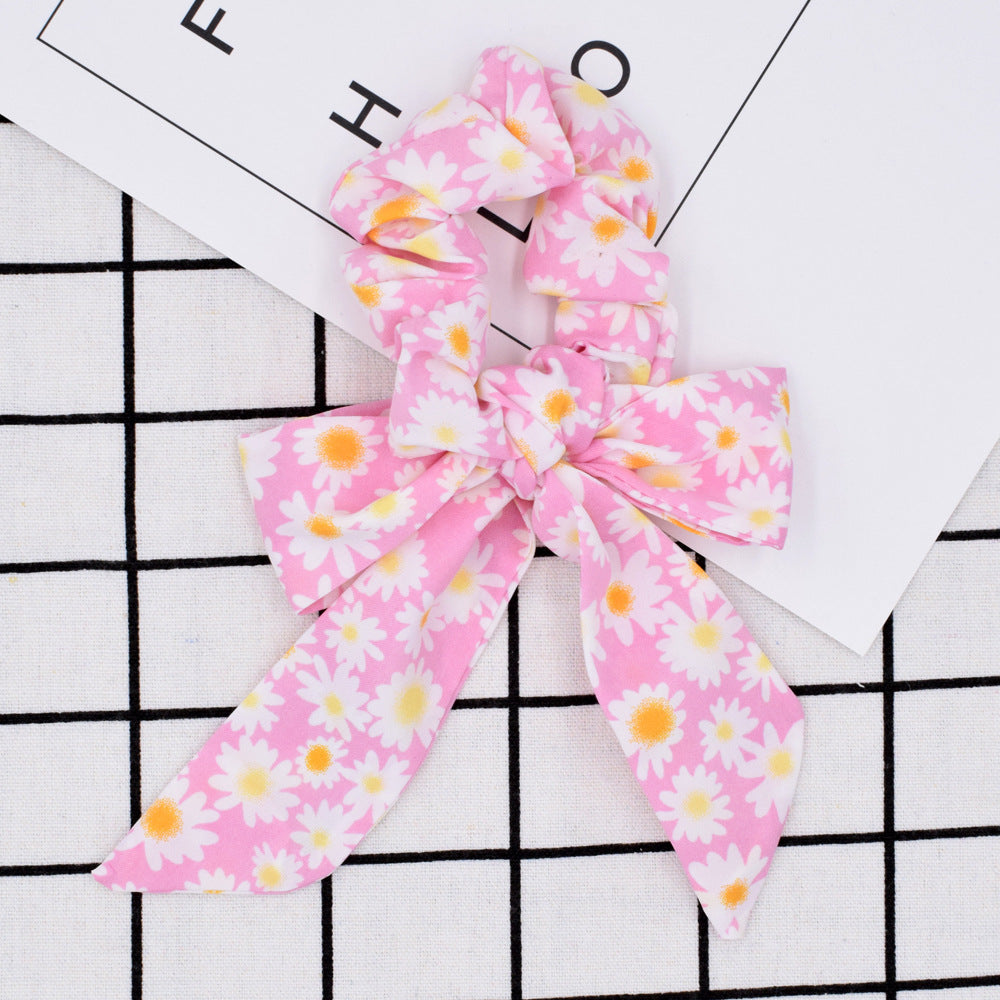 Small floral ponytail long streamer hair band