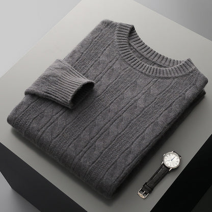 Men's Double-strand Thickened Jacquard Knitted Sweater Casual Business Warm