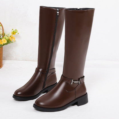 Women's Winter Chunky Heel Round Head Knight Over The Knee Boots