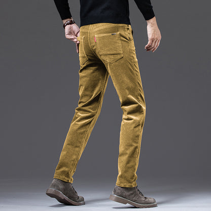 Straight Slim-Fit Corduroy Keep Warm Outerwear Corduroy Trousers