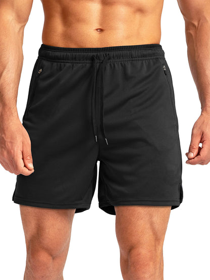 Men's Running Short Belt Zipper Pocket Quick-drying Gym Exercise Lightweight