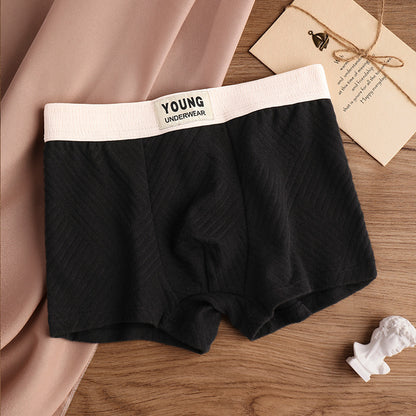 Cotton Men's Mid Waist Texture Boxer Briefs