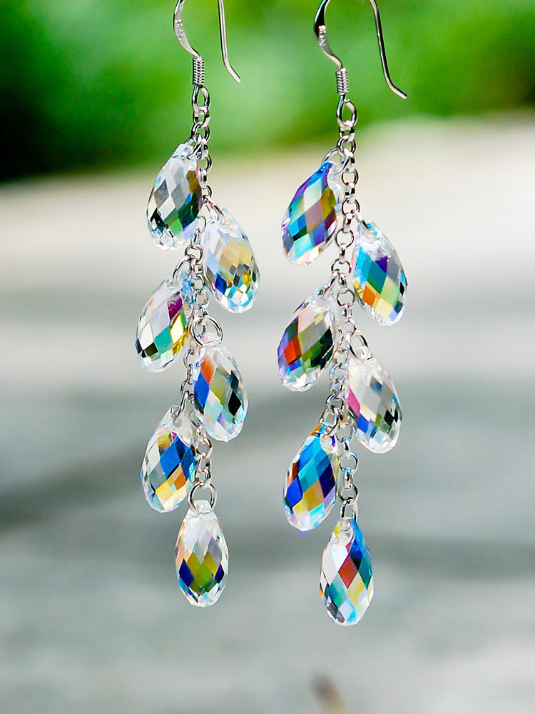Bead Curtain Silver Needle Jewelry Crystal Earrings