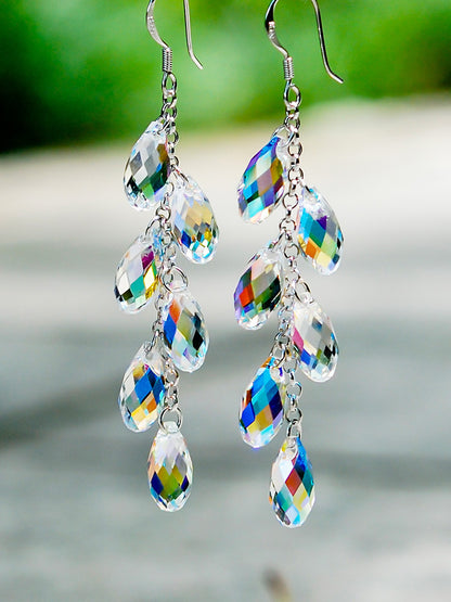 Bead Curtain Silver Needle Jewelry Crystal Earrings
