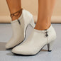 Casual Pointed Toe Stiletto Heel Ankle Love Decoration Solid Color Ankle Boots