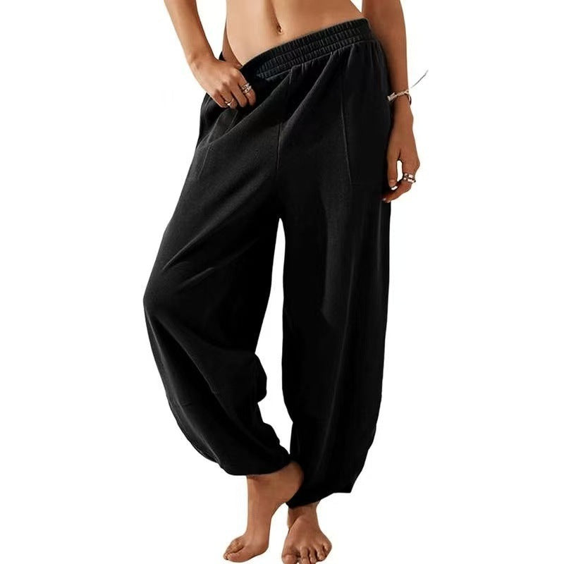 Women's Casual Pure Color All-matching Casual Pants With Pockets