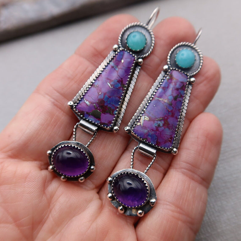 Retro Geometric Enamel Personalized Earrings