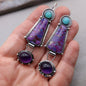 Retro Geometric Enamel Personalized Earrings