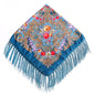 Women's Fringed Cotton And Linen Printed Square Scarf