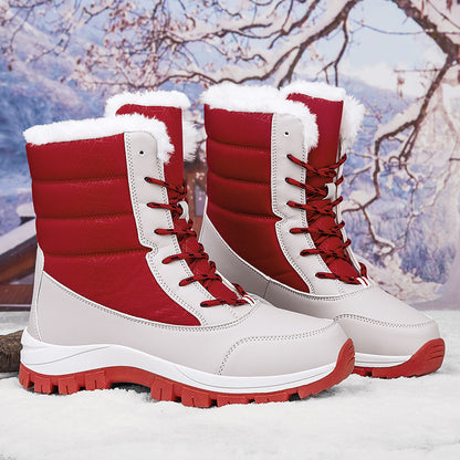 Winter Cotton Boots Outdoor Women's Fleece Lined Padded Warm Keeping Snow Boots