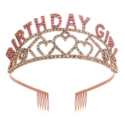 Flash Diamond Birthday Crown Party Decoration Headband Prom Headwear Set