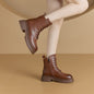 Retro Genuine Leather Martin Boots Women Korean Version Thick Sole