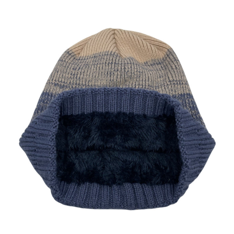 Mixed Color Plus Fluff Knitted Hat Unisex