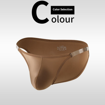Men's Solid Color High Luxury Low Waist Transparent All-inclusive Briefs