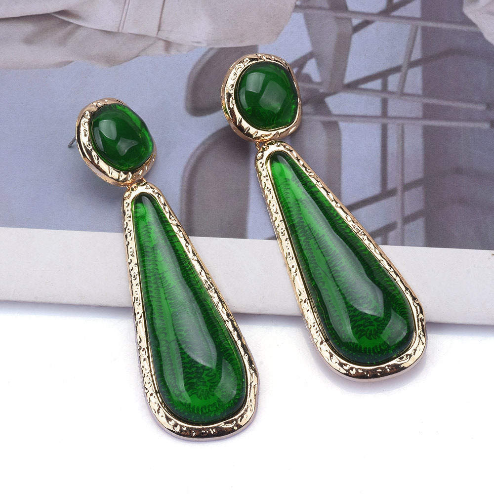 Personality Retro Long Unique Geometric Resin Earrings