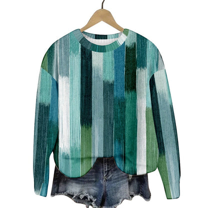 Geometric Color Matching Pattern Elements 3D Printed Casual Women's Round Neck Sweater