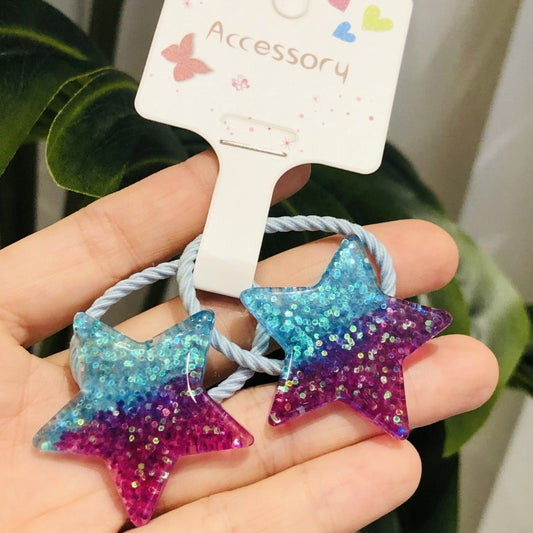 Dreamy Glitter Star Moon Girls Hair Tie