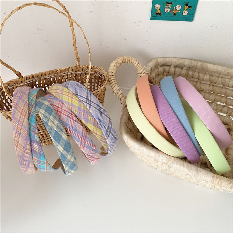 Super Sweet Plaid Flower Solid Color Fabric Headband