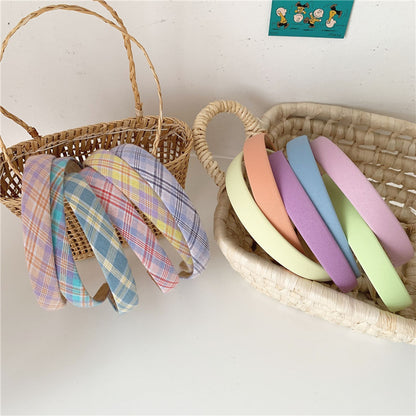 Super Sweet Plaid Flower Solid Color Fabric Headband