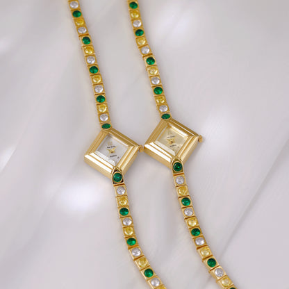 Light Luxury Temperament Gradient Diamond Anique Pocket Watch Spring Green Women's Watch