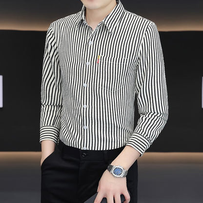 Striped Youth Korean Slim Fit Casual All-match Shirt