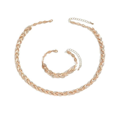 Women's Personality Affordable Luxury Willow Leaf Diamond Bracelet Necklace
