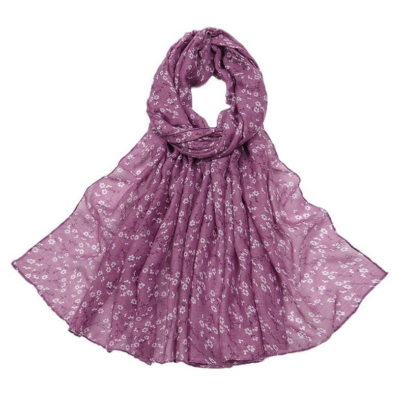 Fashion Floral Polyester Cotton Scarf Artistic Women