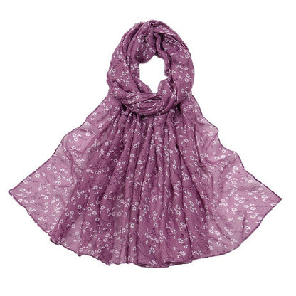 Fashion Floral Polyester Cotton Scarf Artistic Women