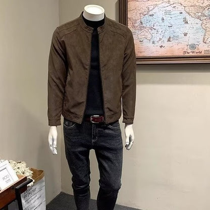 Slim Fit Men's Trendy Spring And Autumn Solid Color Handsome Casual Jacket