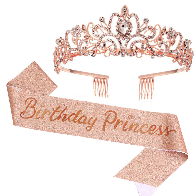 Birthday Party Crown Shoulder Strap Girl Princess Strap Suit
