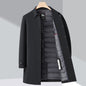 Mid-length Cotton-padded Coat Men's Fleece-lined Windproof Coat