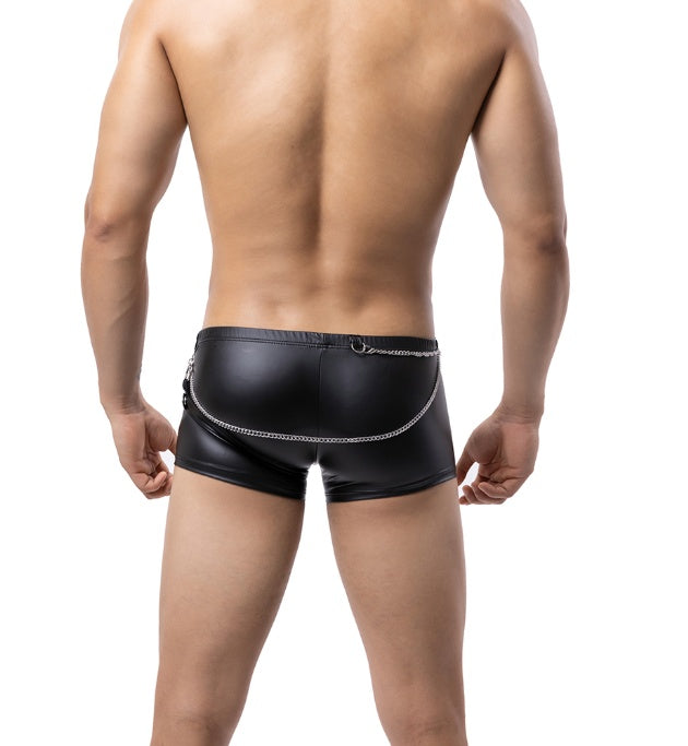 Silver Men's Underwear Tp R479g Bronzing Imitation Leather Sexy Vanskoos Boxers Underpants Men VS010PJ