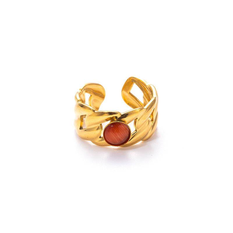 Trendy Niche Titanium Steel Ring 18K Gold Plating High Sense