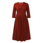 Women's Solid Color Plus Size Fashion Pleated Dress