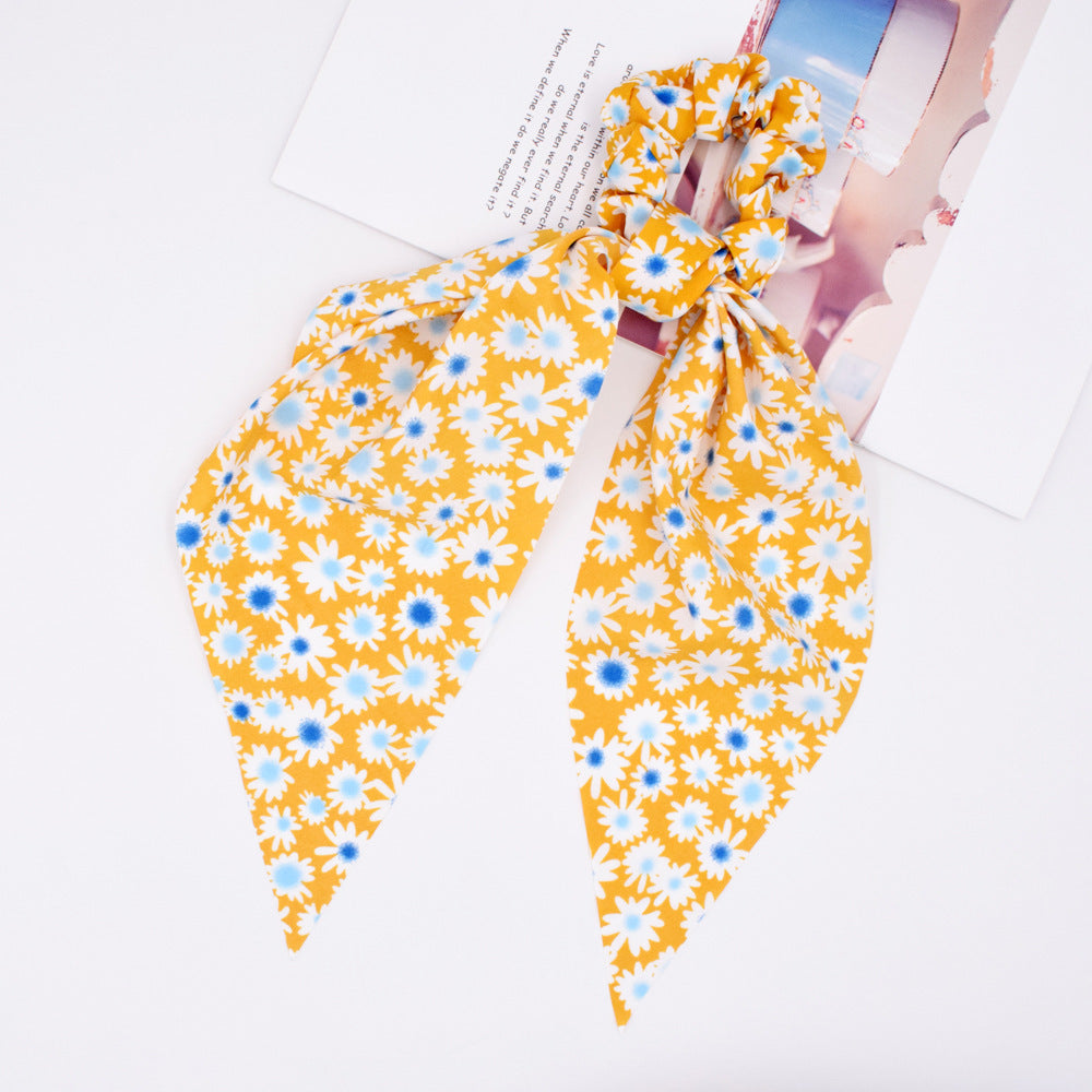 Small floral ponytail long streamer hair band