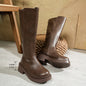 Autumn And Winter Europe And America Knee-high Thick-soled Round-toe High-top Women's Boots