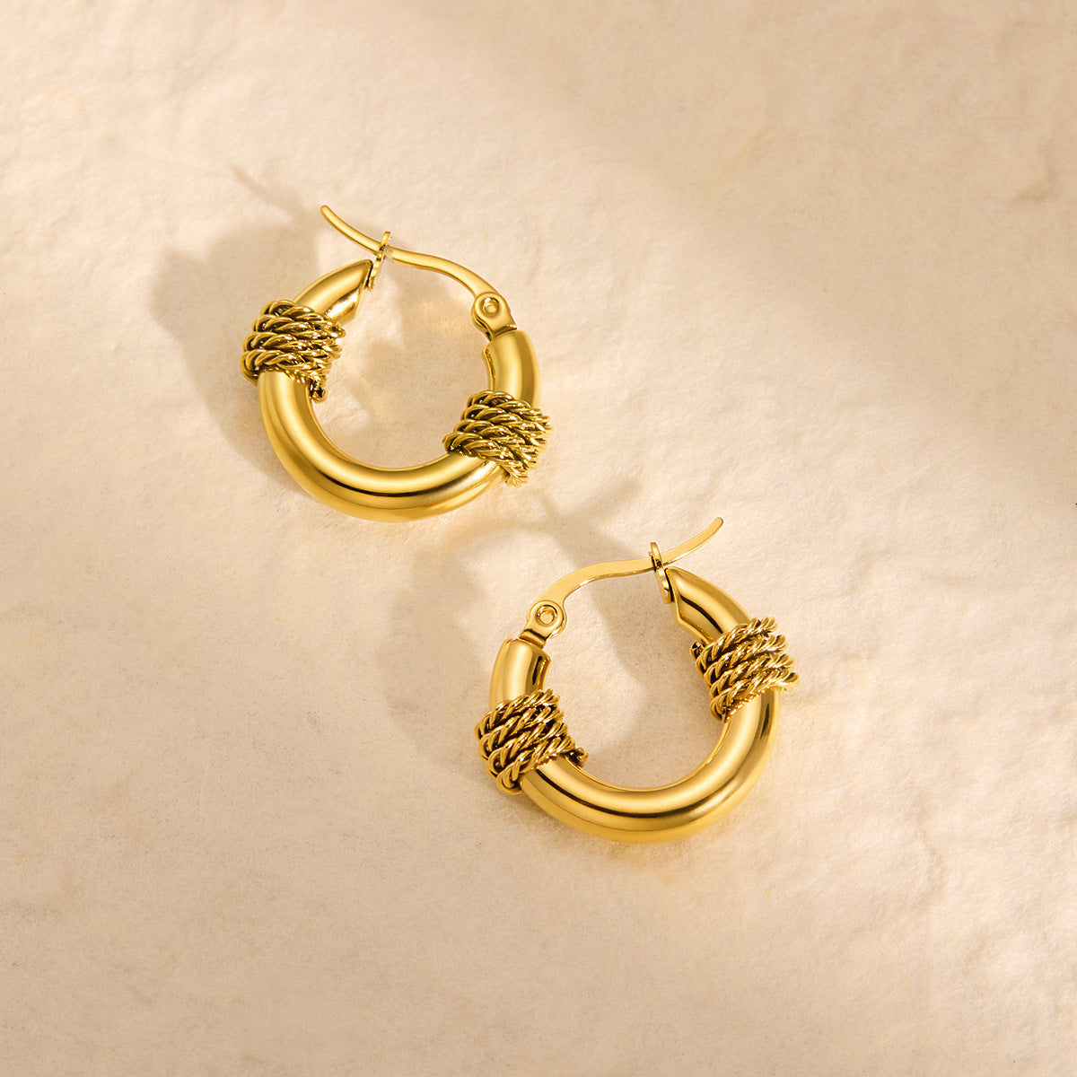 Non-fading Titanium Steel Hemp Rope Earrings