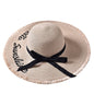 Beach beach big hat embroidered letters raw edge sun hat