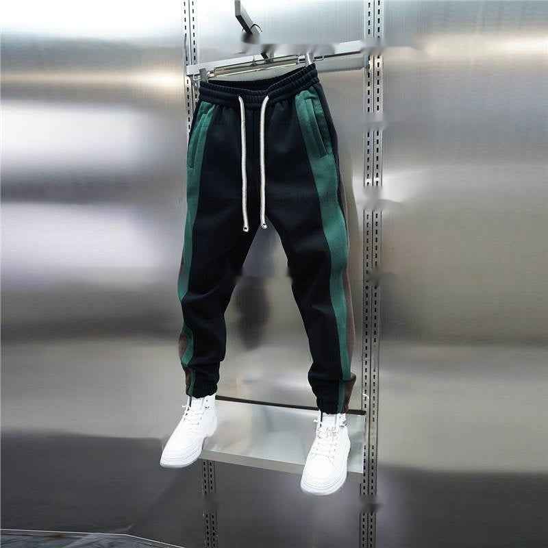 Men's Stitching Sports Elasticity Elastic Waist Ankle-tied All-matching Casual Pants
