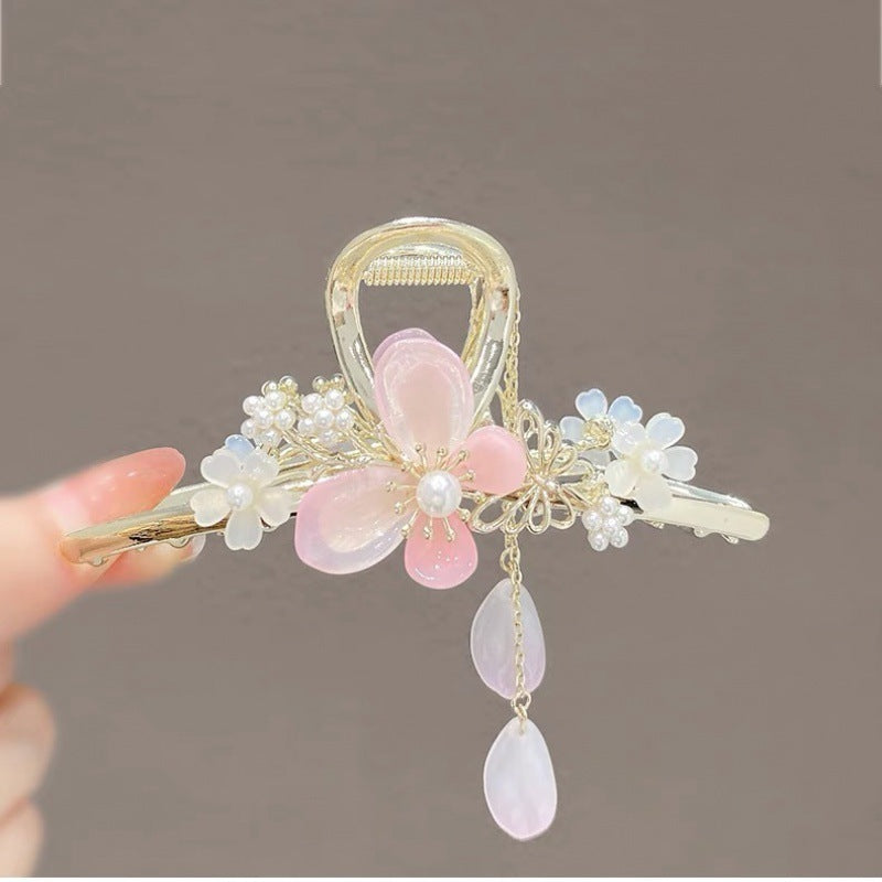 Antique Tassel Large Pearl Clip Metal Hairpin