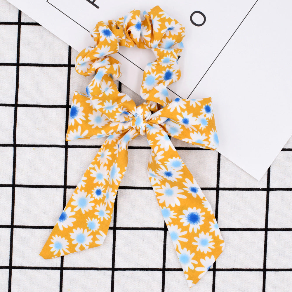 Small floral ponytail long streamer hair band