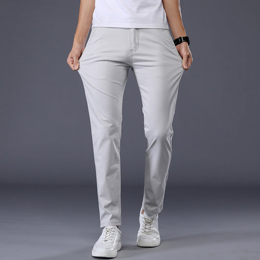 Men's Solid Color Casual Pants Korean Style Straight Trousers