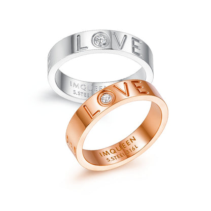 Women's Titanium Steel Ji Simple Wedding Gift Couple LOVE Ring