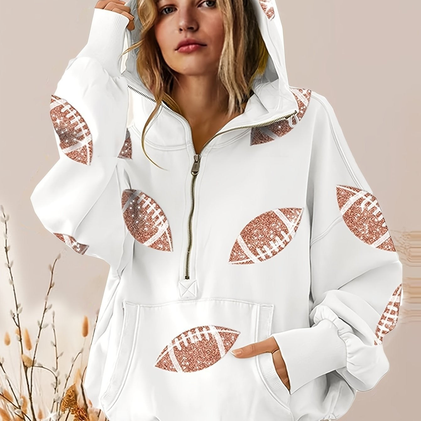 Sweater Women's Clothing Zipper Drawstring Long Sleeve