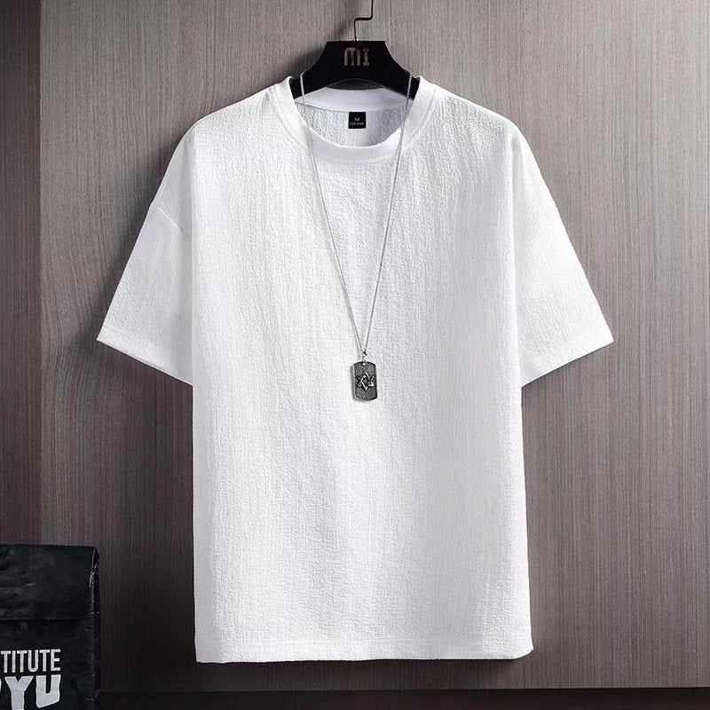 Summer New Men's Japanese Short Sleeve Round Neck Loose And Simple