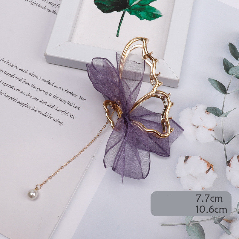 Mesh Bow Hairpin Female Disc Hair Grabbing Clip