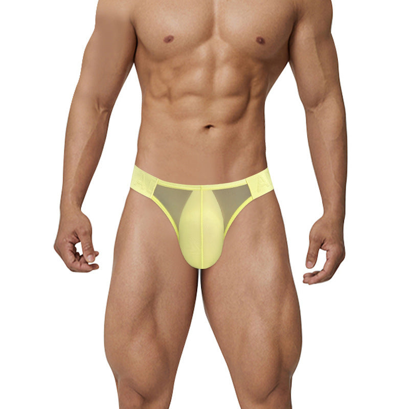 Sexy Low Waist High Fork Men's Briefs Ultra-thin Ice Silk